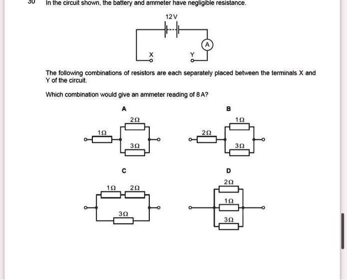 In the circuit shown, the battery and ammeter have negligible