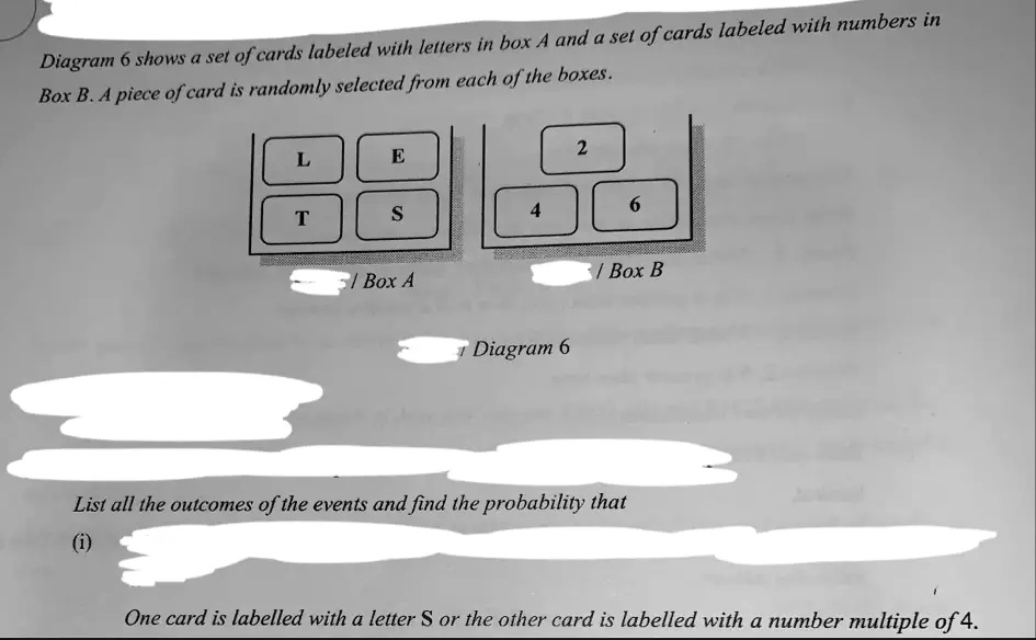 SOLVED cards labeled with numbers in labeled with letters in box A and