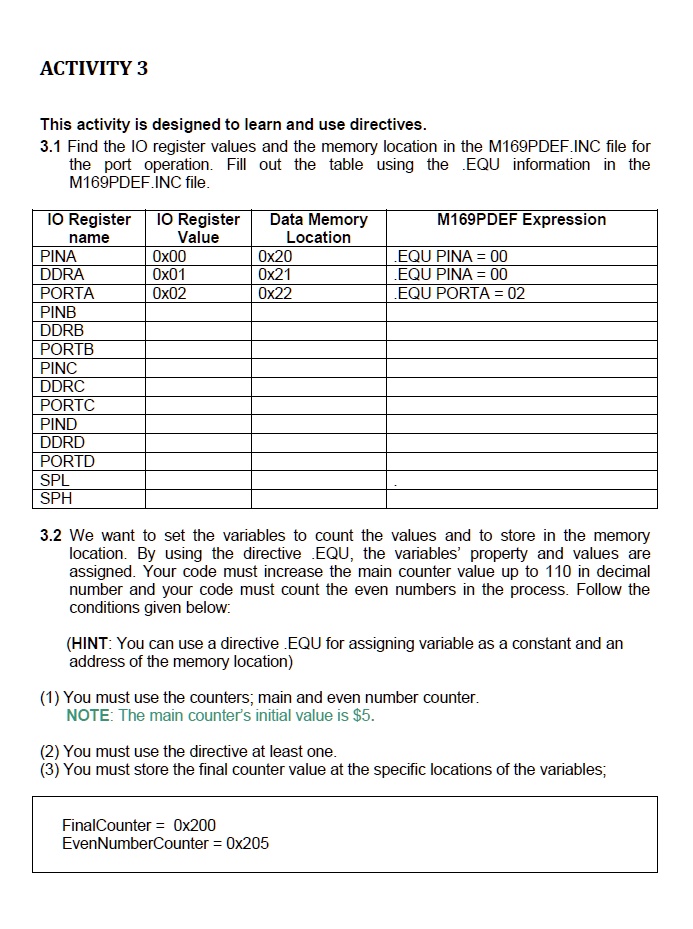 SOLVED: ACTIVITY 3 This activity is designed to learn and use ...