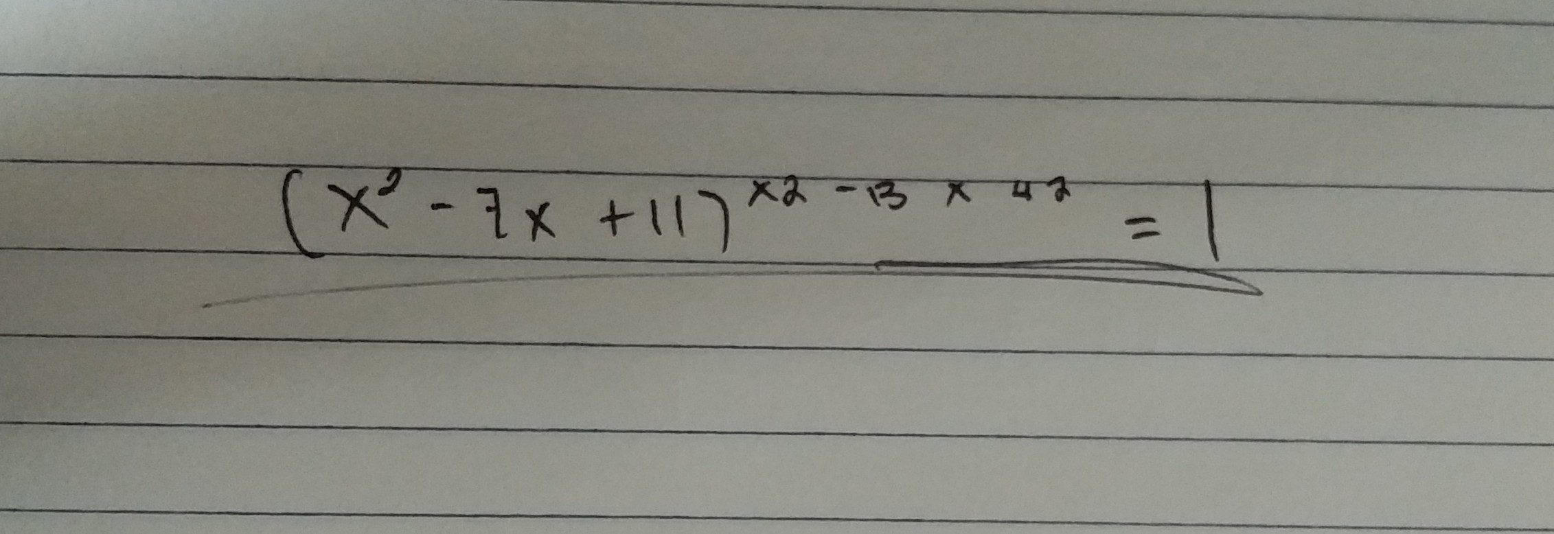 SOLVED: (x^2-7 x+11)^× 2-13 × 42=1