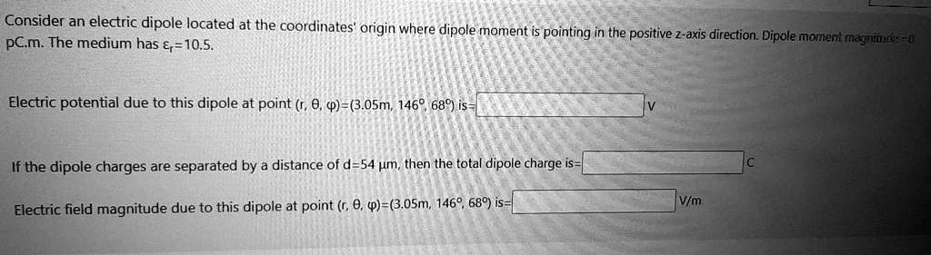 Consider an electric dipole located at the coordinates' origin where ...