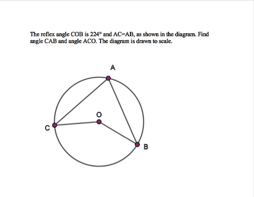 SOLVED: The reflex angle COB is 2248 and AC-AB shown in the diagram ...