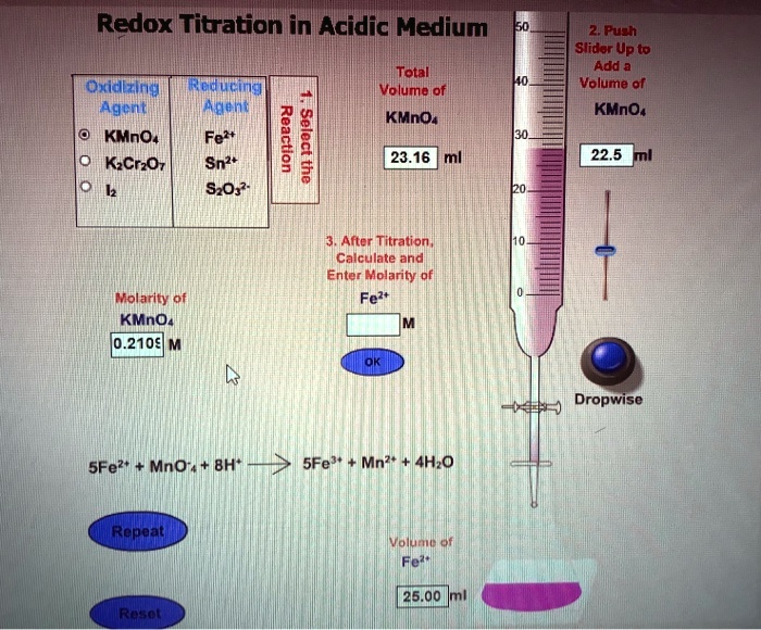 SOLVEDRedox Titrationi Acidic Medium Puch Slider Upto Add Volume of