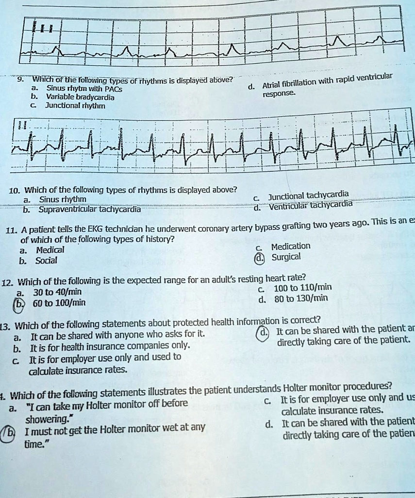 Solved A Sinus Rhythm With Pacs B Variable Bradycardia C Junctional Rhythm D Atrial 