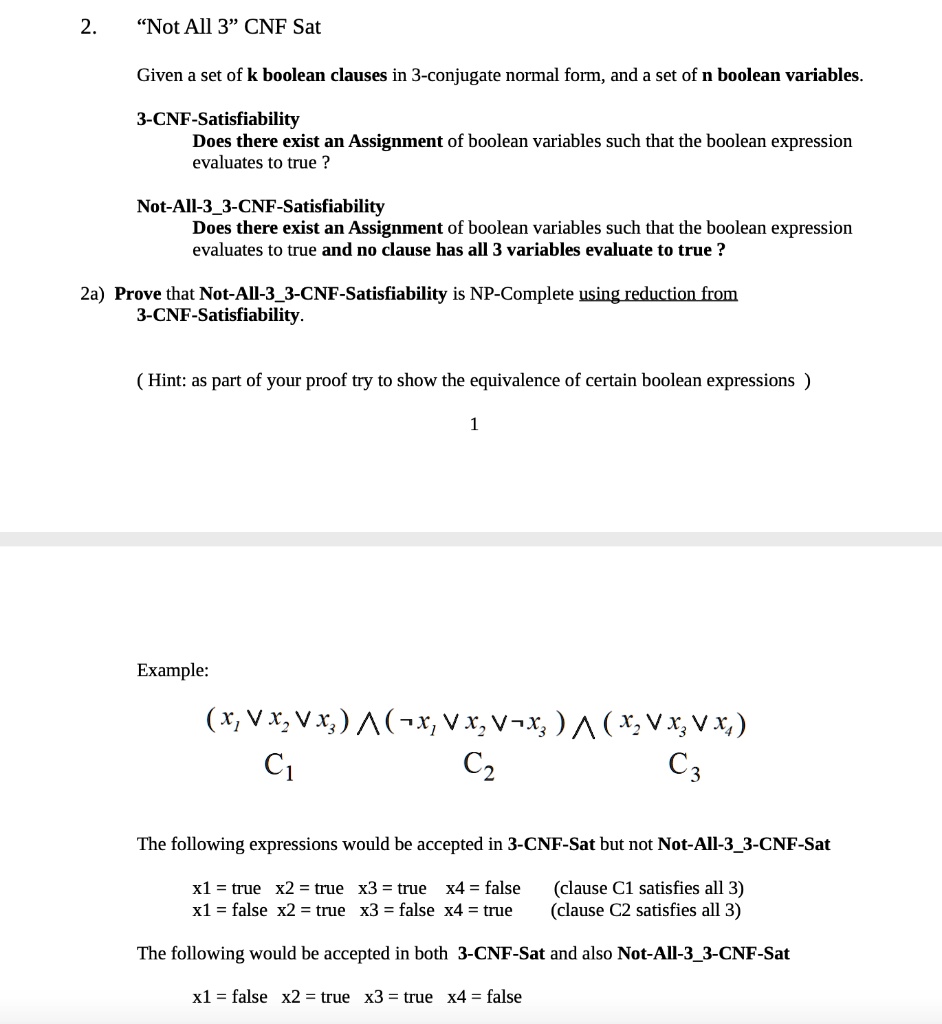 Not All 3" CNF Sat Given a set of k boolean clauses in 3-conjunctive ...