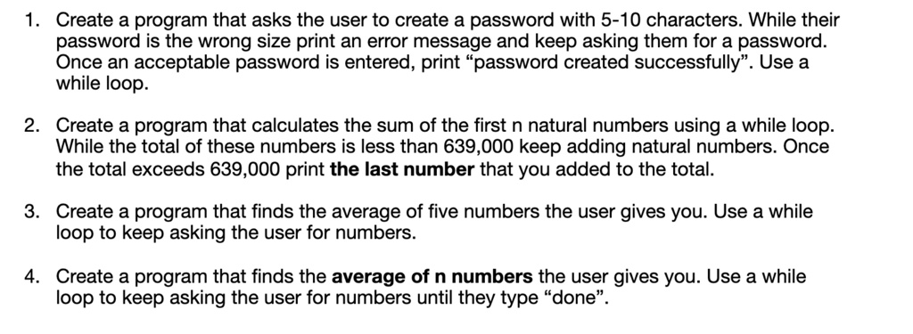 VIDEO solution: Using Python 1. Create a program that asks the user to ... image.