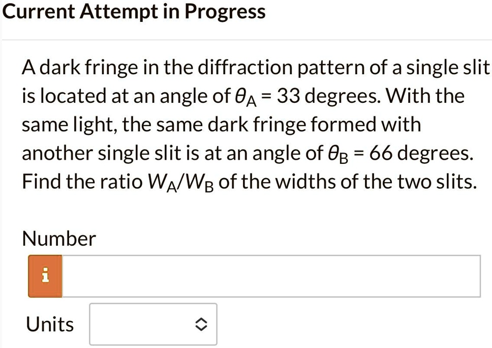 Current Attempt in Progress A dark fringe in the diffraction pattern of ...