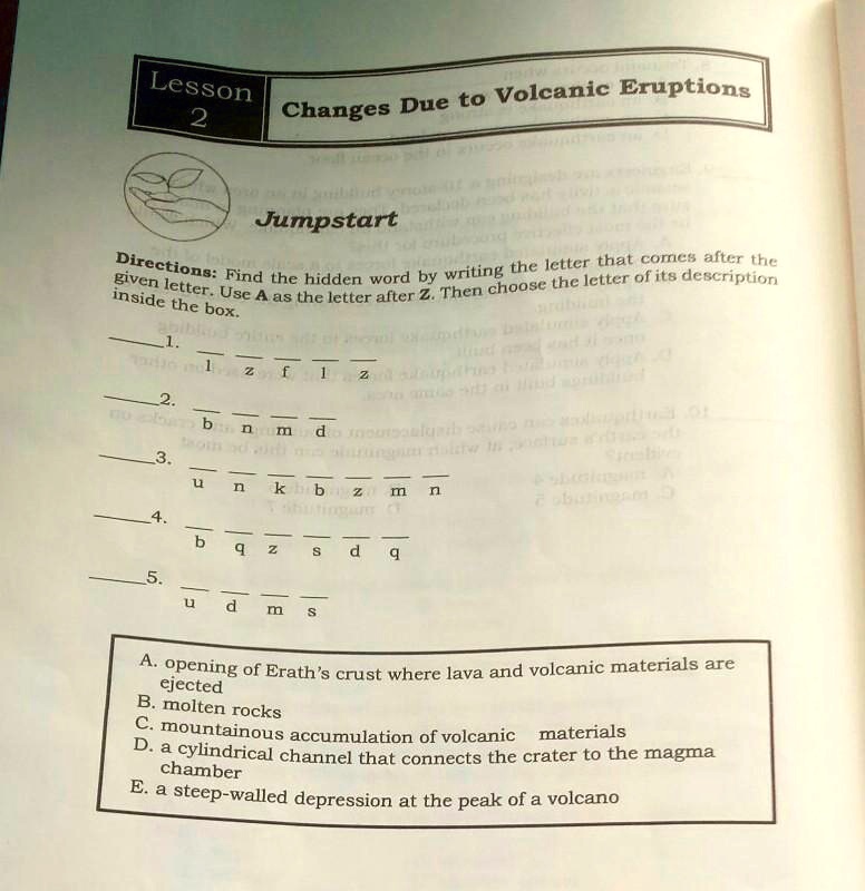 Volcanic Writing Lesson 2 Changes Due to Volcanic...