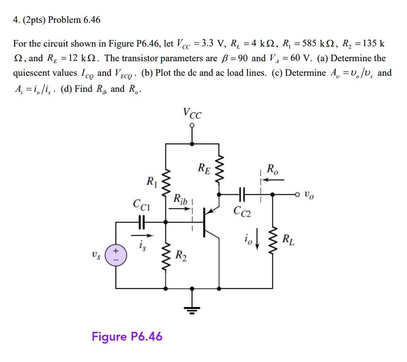 2pts problem 646 for the circuit shown in figure p646 let vcc 33v rl 4k ...