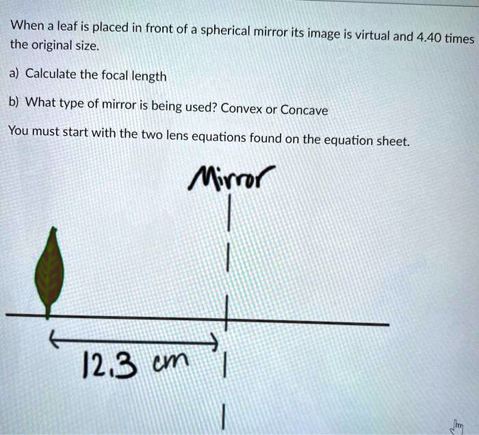 SOLVED When a leaf is placed in front of a spherical mirror its image
