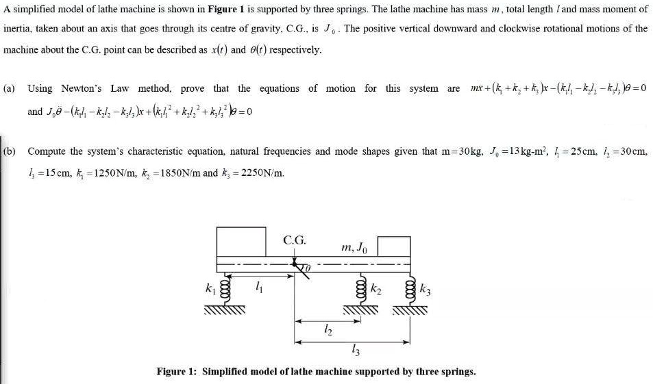 SOLVED: A simplified model of a lathe machine is shown in Figure 1 and ...