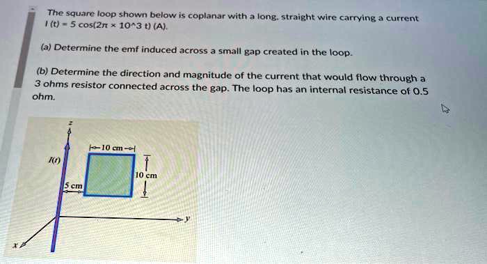 SOLVED: The square loop shown below is coplanar with a long, straight ...