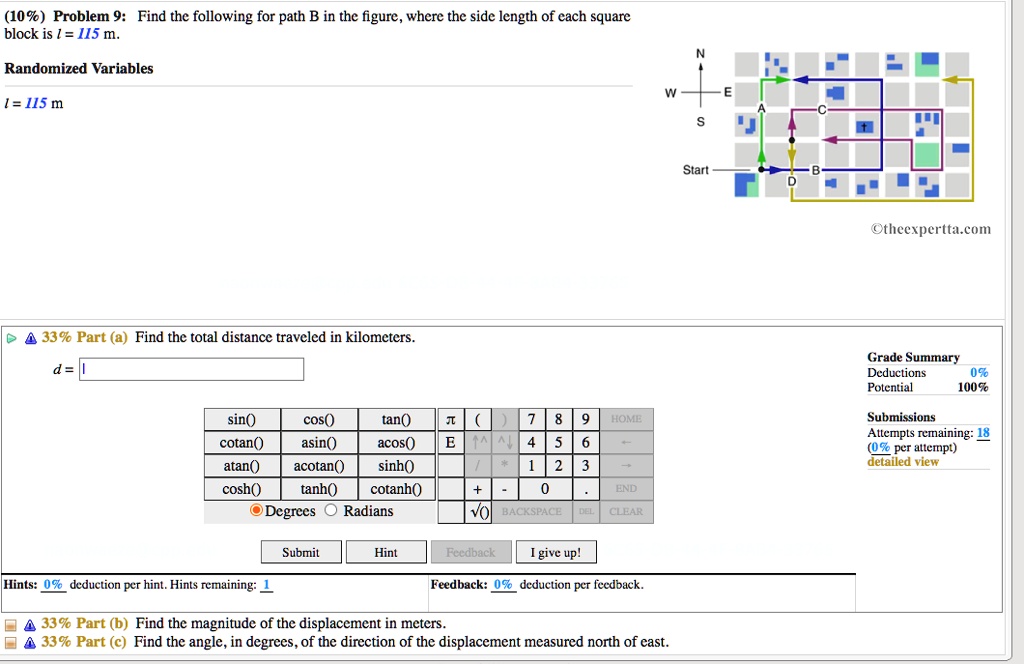 (10%) Problem 9: Find the following for path B in the figure, where the ...