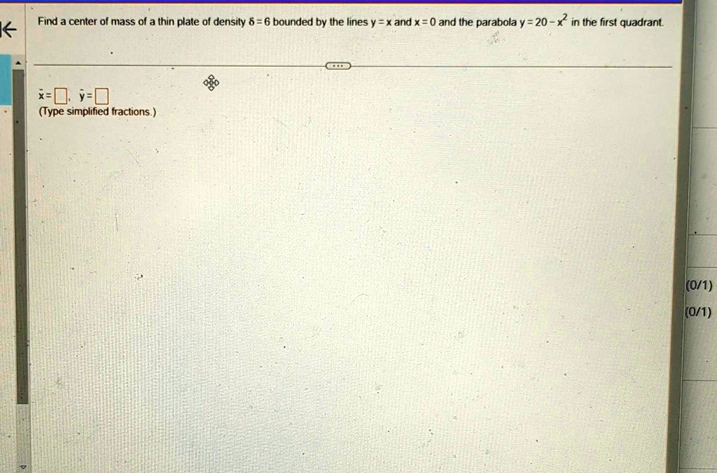 Solved Find A Center Of Mass Of A Thin Plate Of Density 8 6 Bounded By The Lines Y X And X 0