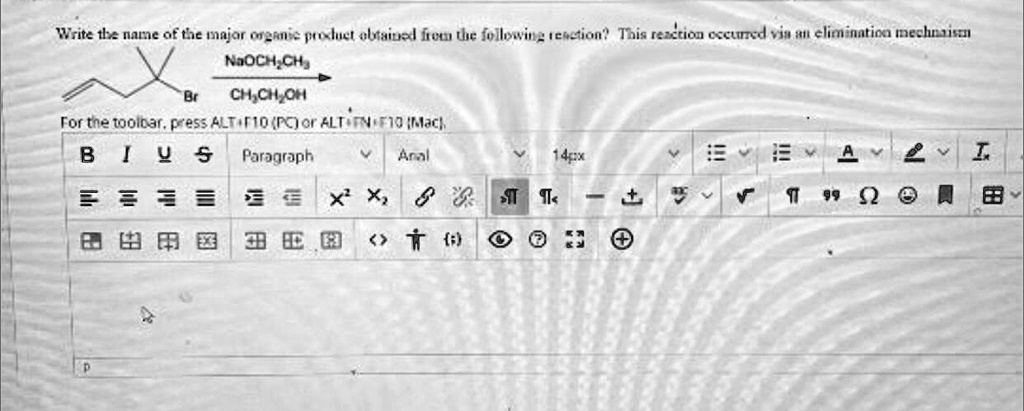 Write the name of the major organic product obtained from the following reaction? This reaction occurred via an elimination mechanism