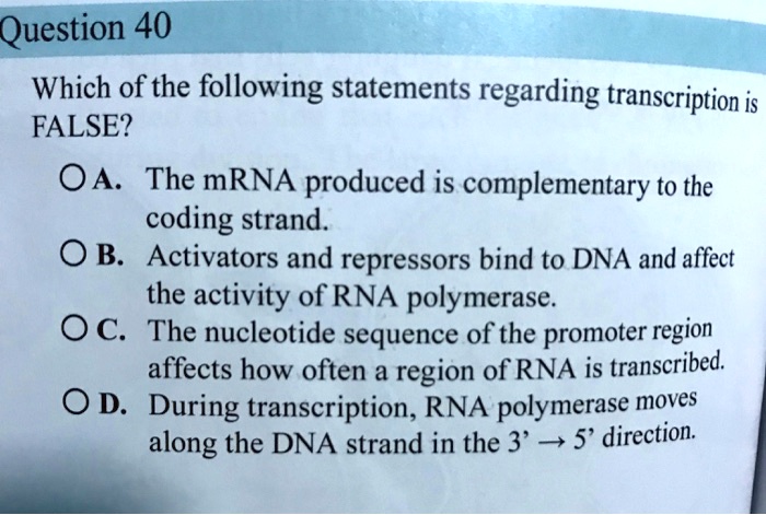 SOLVED: Question 40 Which of the following statements regarding
