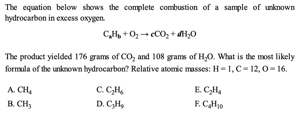 SOLVED The equation below shows the complete combustion of a