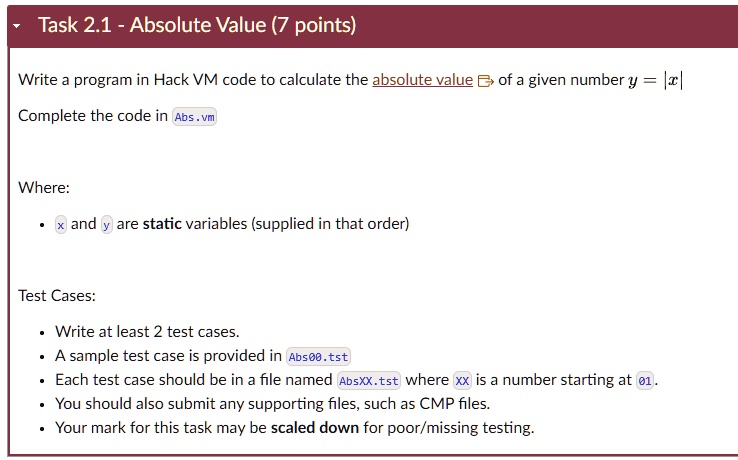 finding absolute values in python | codeforgeek Images... Task 2.1 - Absolute Value (7 points) Write a program in Hack VM code to ...