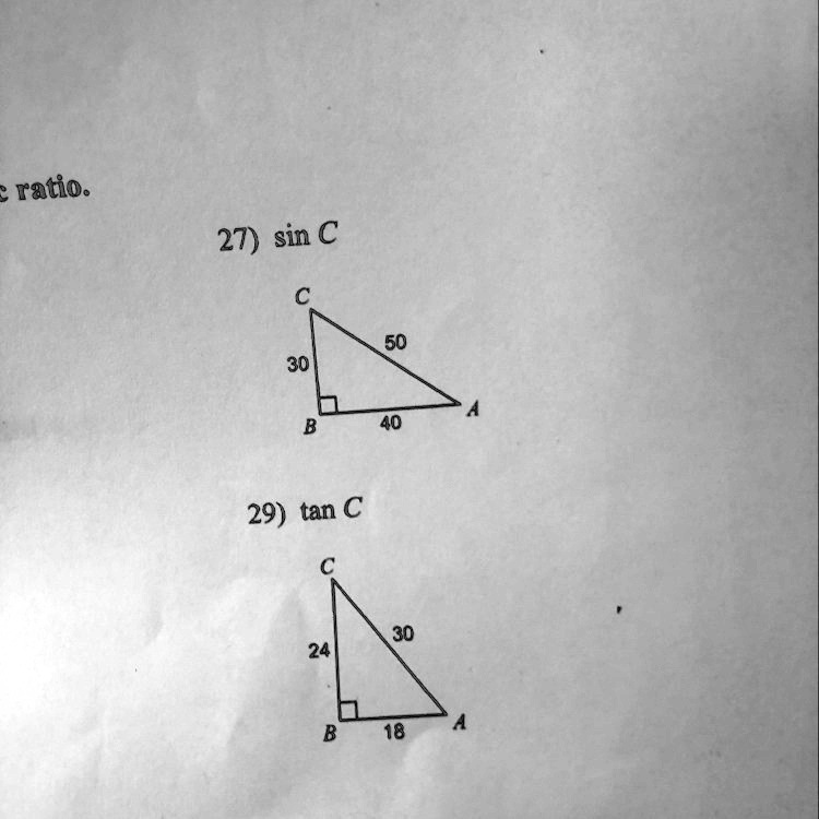 Find the value of deals each trigonometric ratio