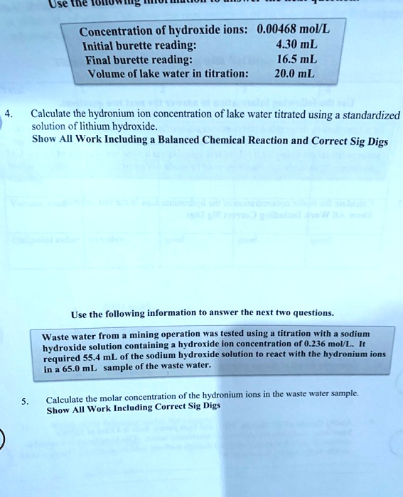 SOLVED Juse te [UlIUTn4 Concentration of hydroxide ions 0.00468 moVL