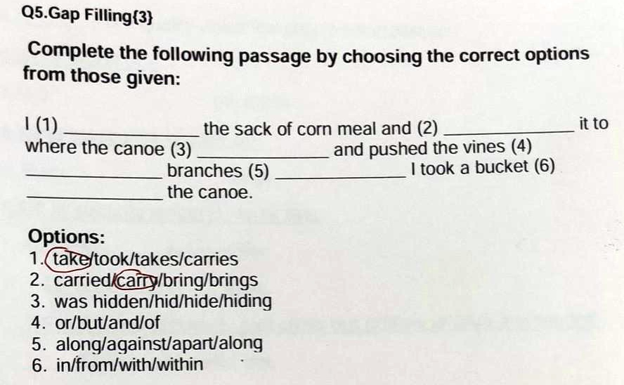 SOLVED: 'complete the following passage by choosing the correct option ...