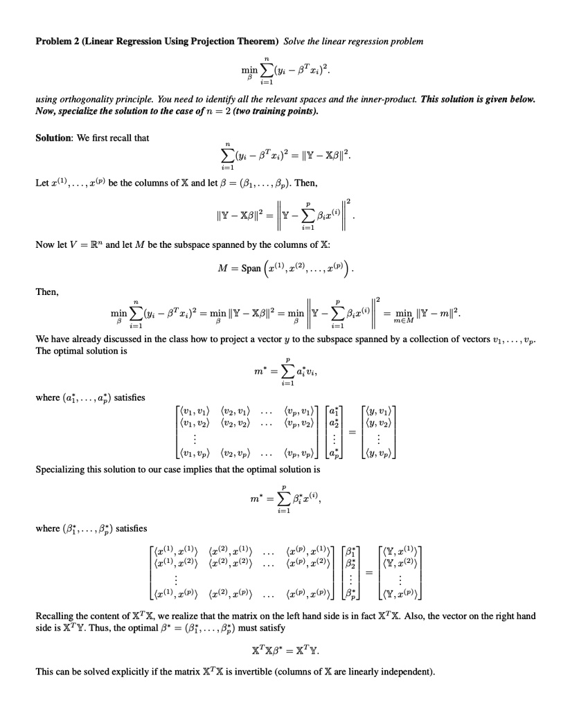 solved-problem-linear-regression-using-projection-theorem-solve-the