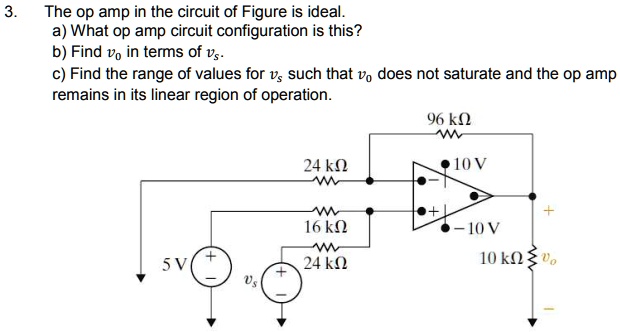 SOLVED: 3. The op amp in the circuit of Figure is ideal. a)What op amp ...