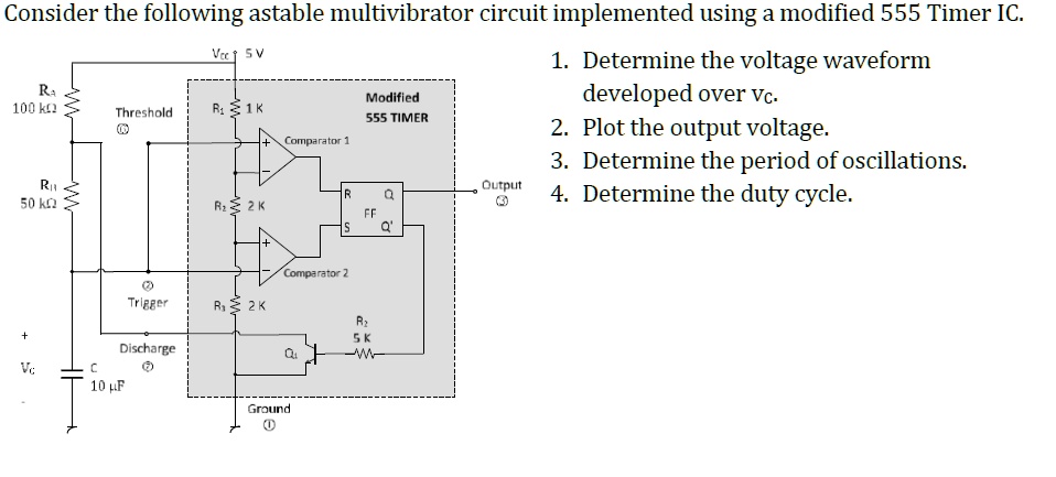 SOLVED: Consider the following astable multivibrator circuit ...