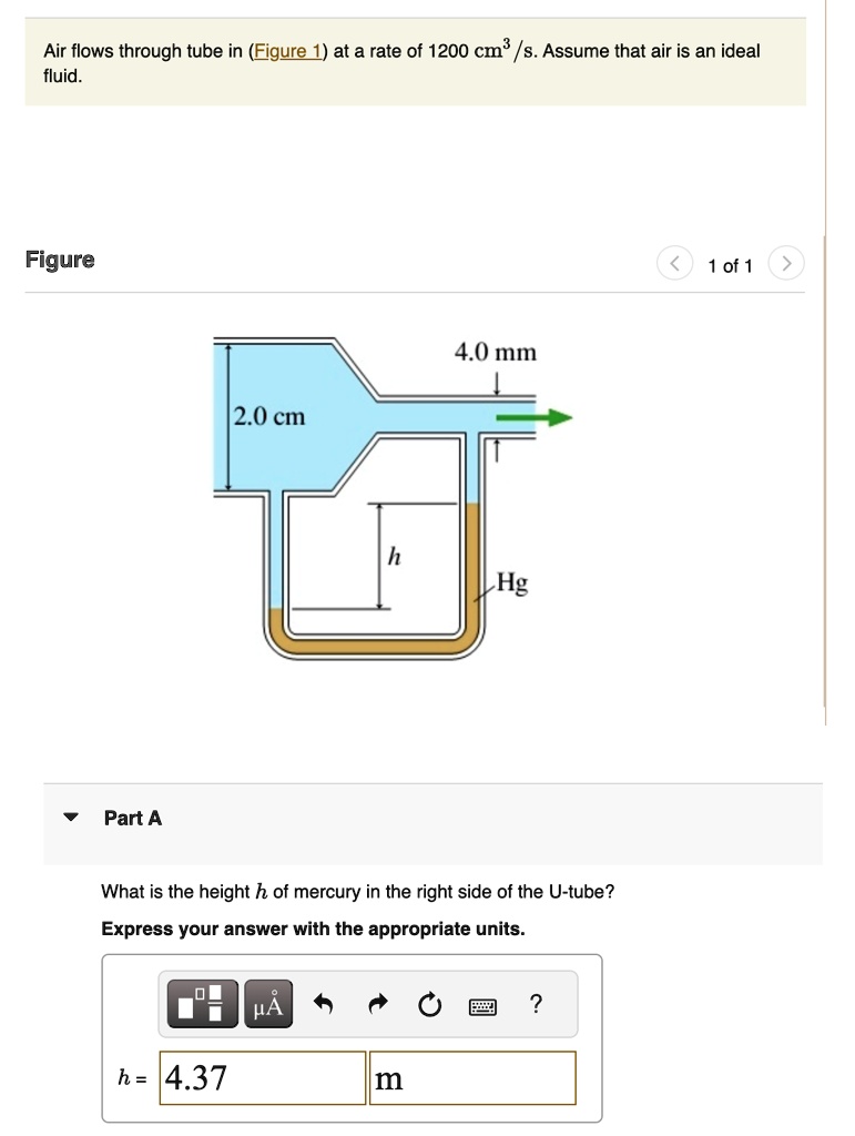 SOLVED: help pls im lost Air flows through tube in (Figure 1) at a rate ...