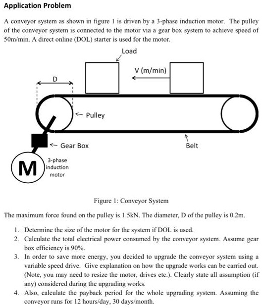SOLVED A conveyor system, as shown in Figure 1, is driven by a 3phase