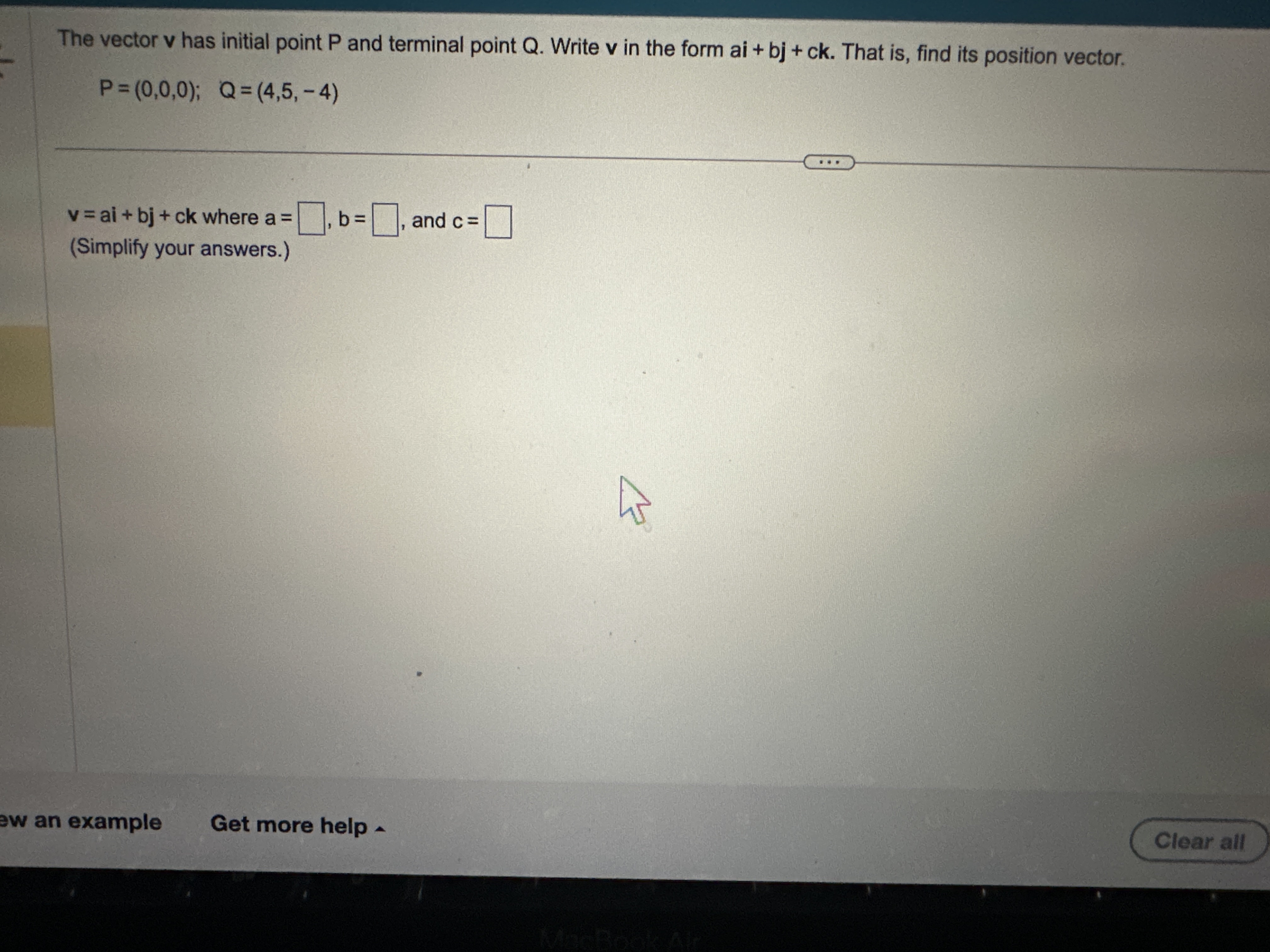 The vector 𝐯 has initial point P and terminal point Q. Write 𝐯 in the ...