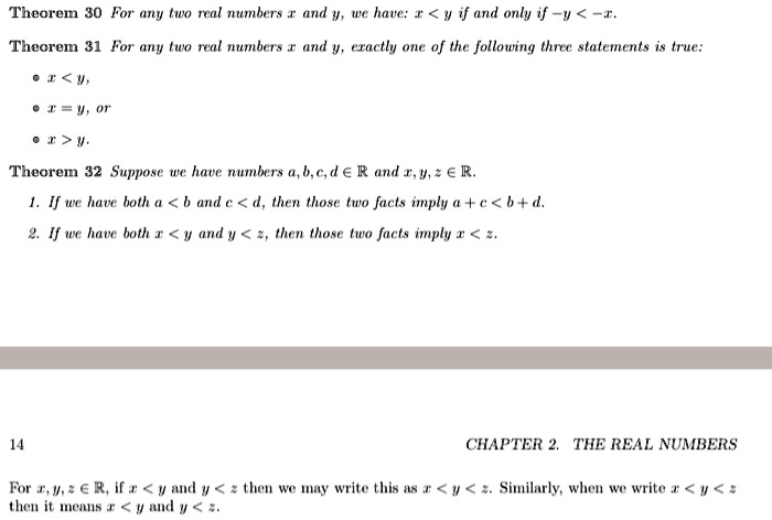 Solved Thcorem 30 For Any Two Rcal Numbers Uud V We Have If And Only If V I Theorem 31 For Any Two Real Numbers And V Eractly E4 Of The Following