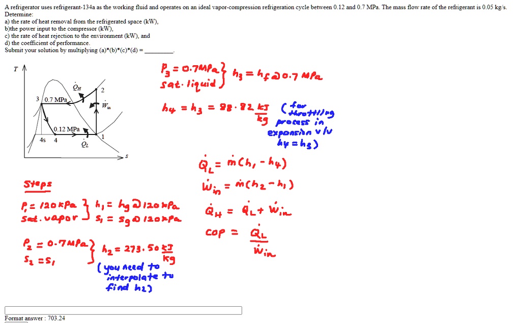 SOLVED: A refrigerator uses refrigerant-134a as the working fluid and ...