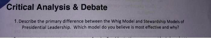 Critical Analysis Debate 1. Describe the primary difference between the ...