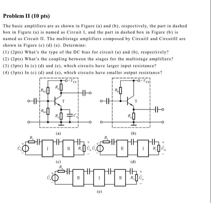 SOLVED: Problem II (10 Pts) The Basic Amplifiers Are As Shown In Figure ...