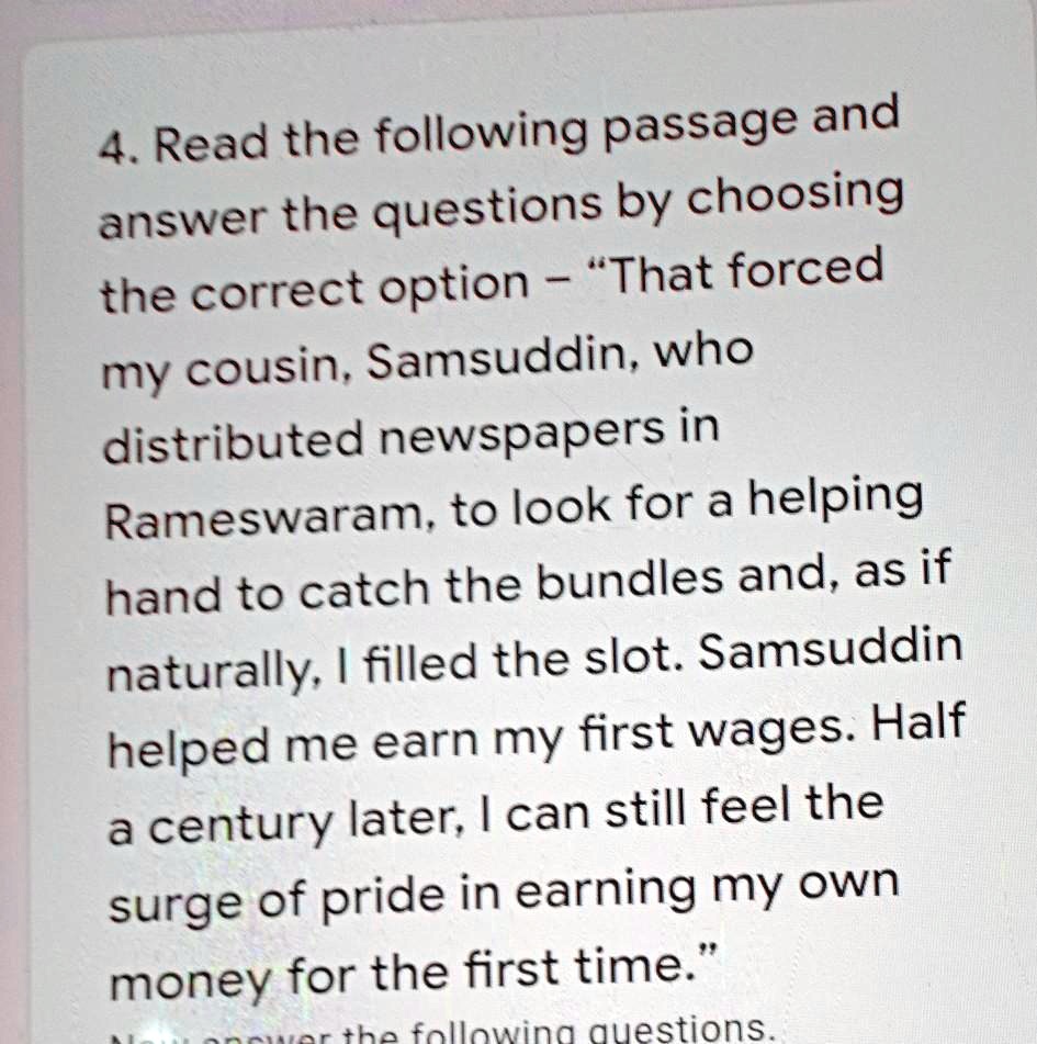 Solved] Read the following passage and determine which of the