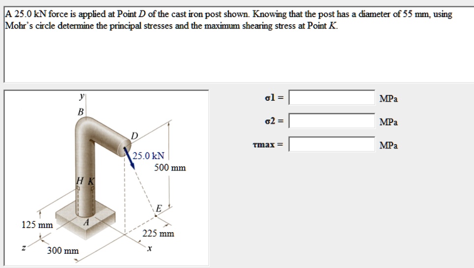 11a 250kn force is applied at point d of the cast iron post shown ...