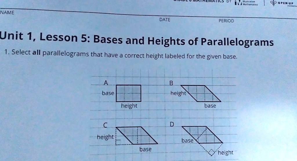 SOLVED Hact re Mathematics 8 OPEN 4r NAME DATE PERIOD Unit 1, Lesson 5