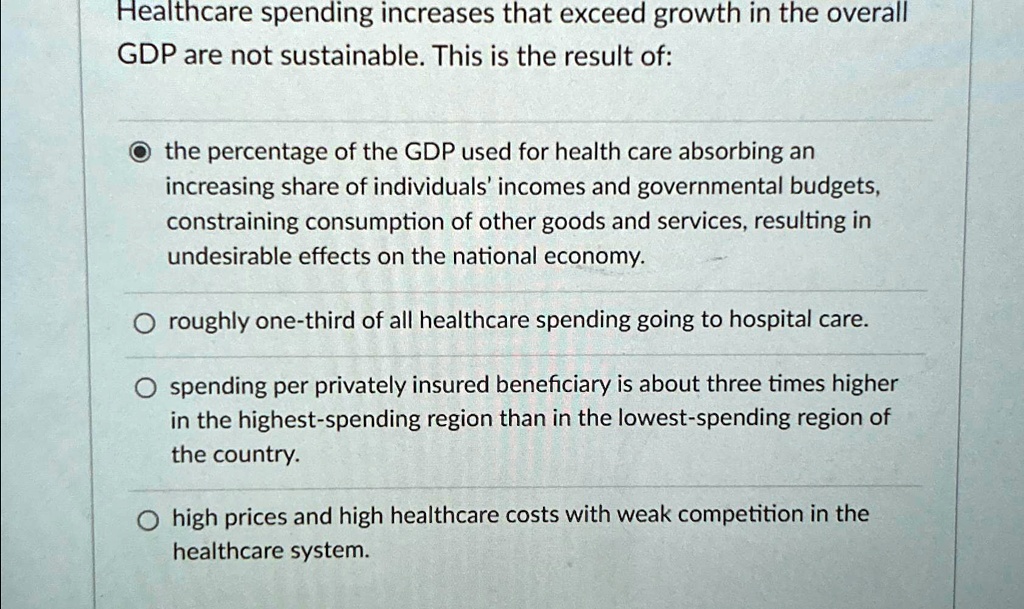 SOLVED: Healthcare spending increases that exceed growth in the overall ...