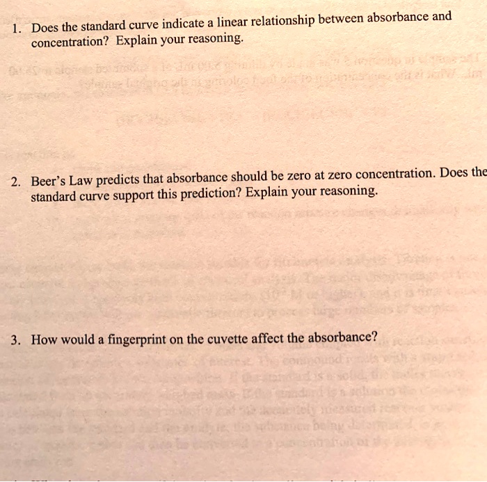 SOLVED Does the standard curve indicate a linear relationship between
