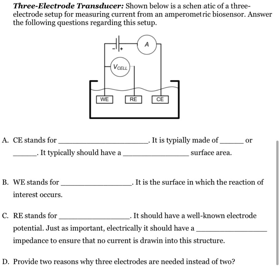 SOLVED ThreeElectrode Transducer Shown below is a schen atic of a