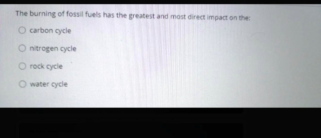 the burning of fossil fuels has the greatest and most direct impact on ...