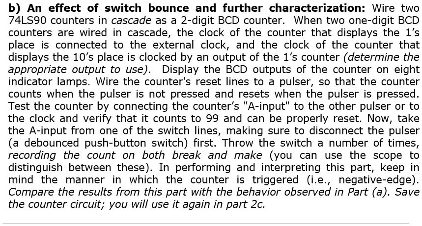 b) An effect of switch bounce and further characterization: Wire two ...