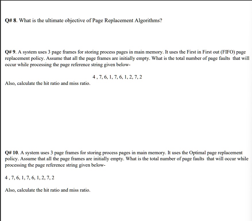 SOLVED: A system uses 3 page frames for storing process pages in main ...