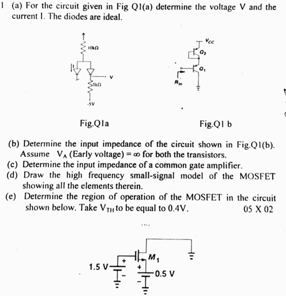 1 (a) For the circuit given in Fig Q1(a) determine the voltage V and ...