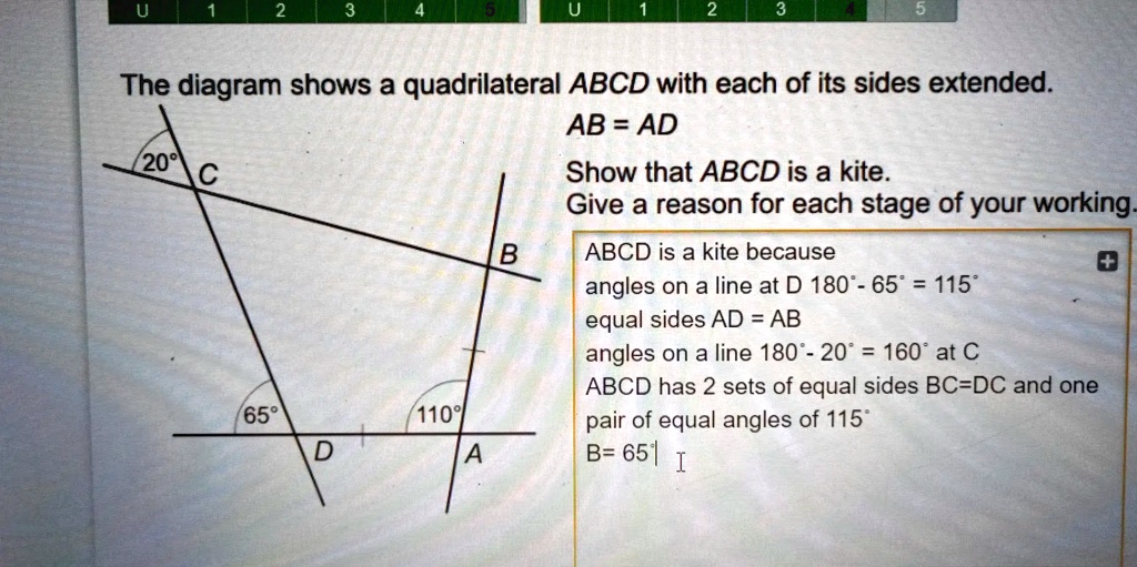 SOLVED: The diagram shows a quadrilateral ABCD with each of its sides ...