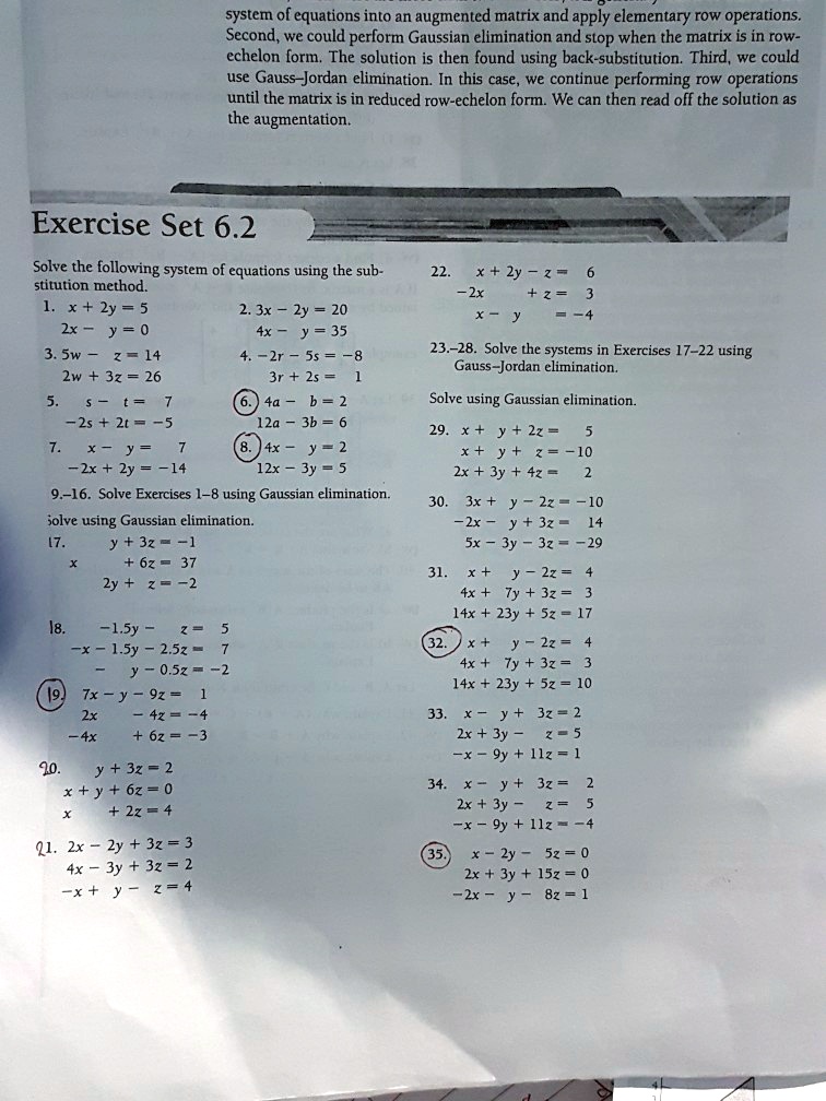 Solved System Of Equations Into An Augmented Matrix And Apply Elementary Row Operations Second We Could Perlorm Gaussian Elimination And Stop When The Matrix Is In Row Echelon Form The Solution Is