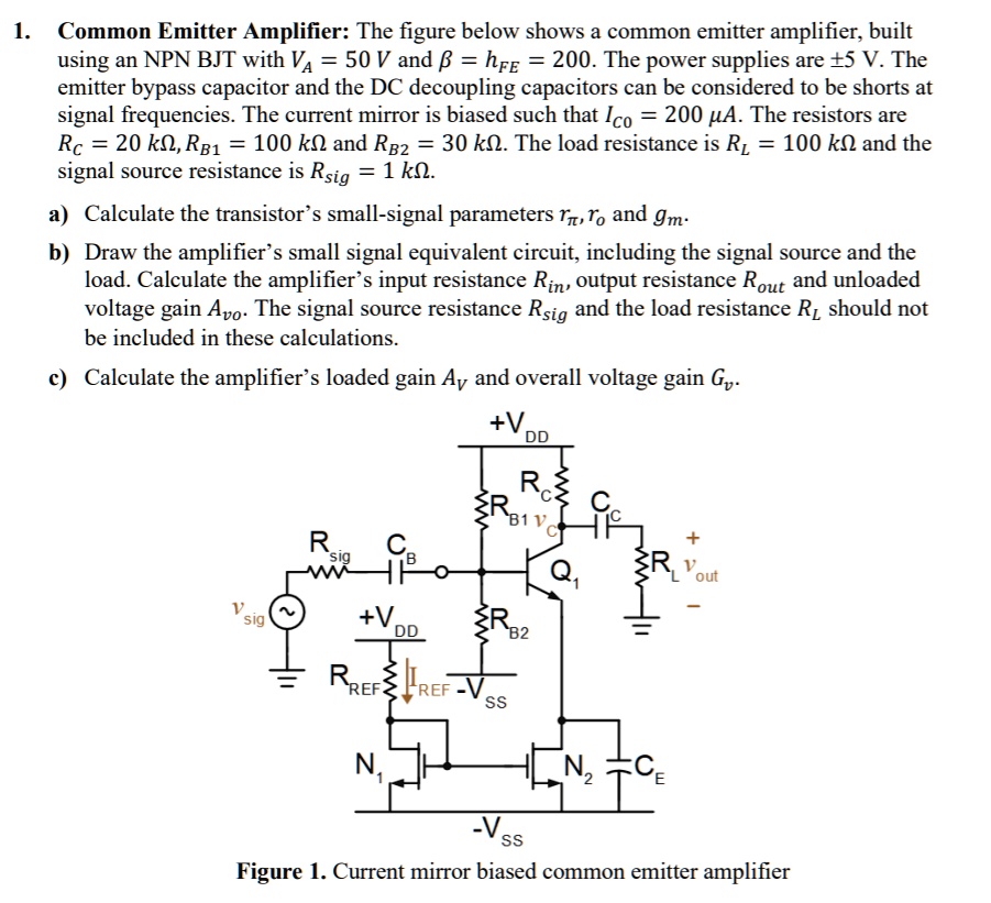 SOLVED Common Emitter Amplifier The figure below shows a common emitter amplifier, built using