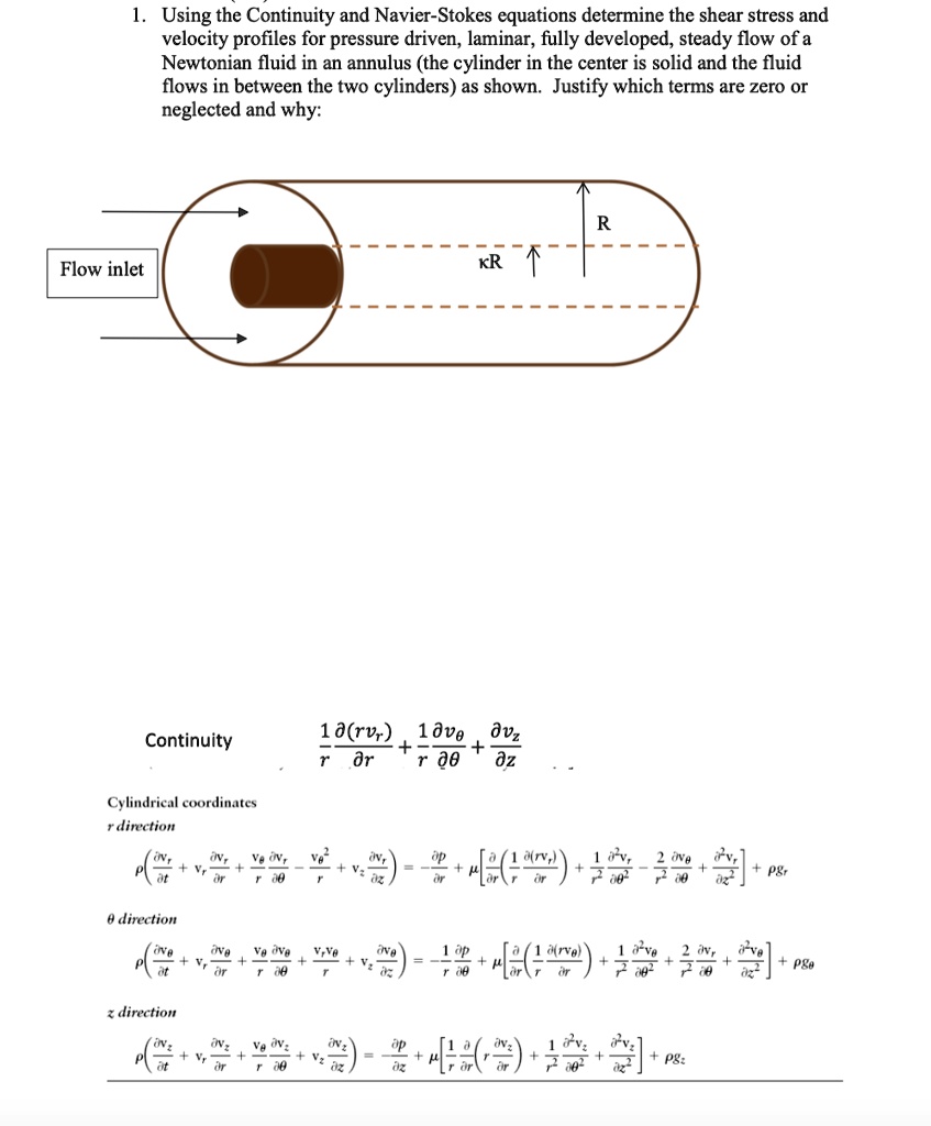 l using the continuity and navier stokes equations determine the shear ...