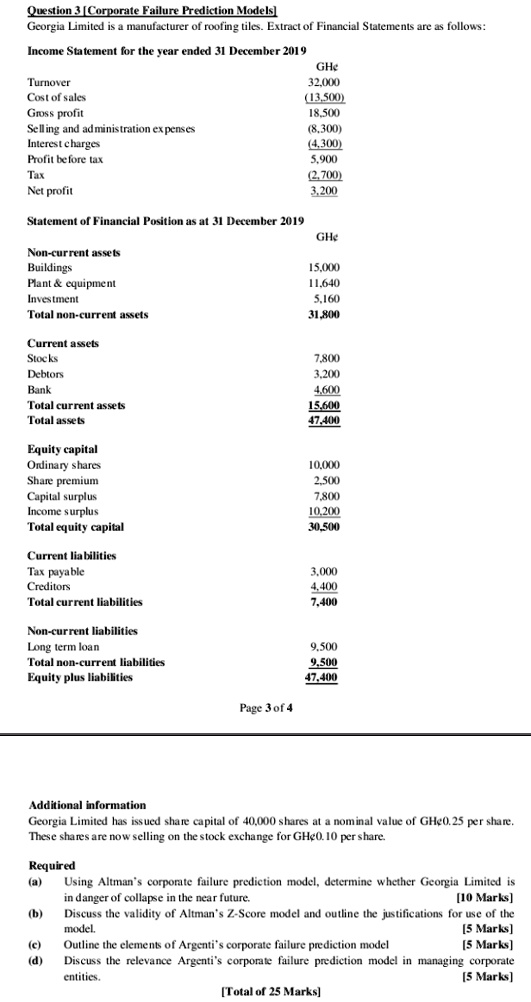 SOLVED Text Question 3 [Corporate Failure Prediction Models]